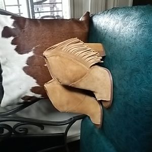 🔅 Gianni Bini Suede Western Style Open Toe Booties EUC
